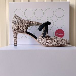 Boden Lillie Mid Heels. Size 37, 6.5 Mini spot, deep brown & ivory.EUC
